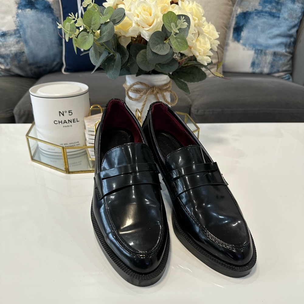 Zara pleather studded loafers size 37